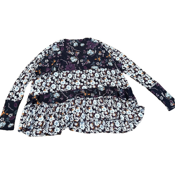Free People Size S Isabelle Floral Print Long Sleeve Tunic Flowy Boho Semi Sheer - Picture 2 of 11